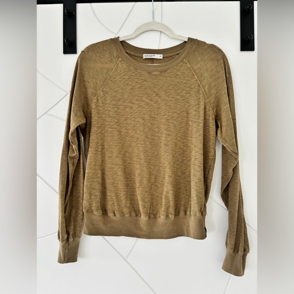 Stateside Supima Slub Jersey Raglan Sweatshirt Tee Bay Leaf Sz Medium